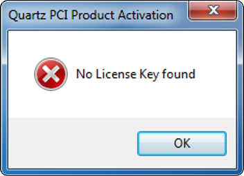 No License Key Found Window